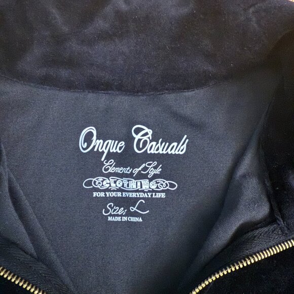 Onque Casuals Cotton Blend Black Velour Jacket With Zip Pockets - Picture 3 of 12